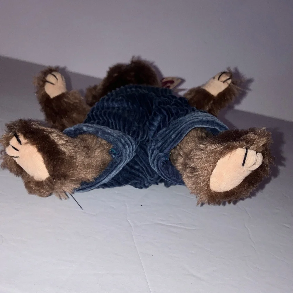 Vintage Ty Brown‎ Teddy Bear “Christopher” with Blue Corduroy Outfit 9”